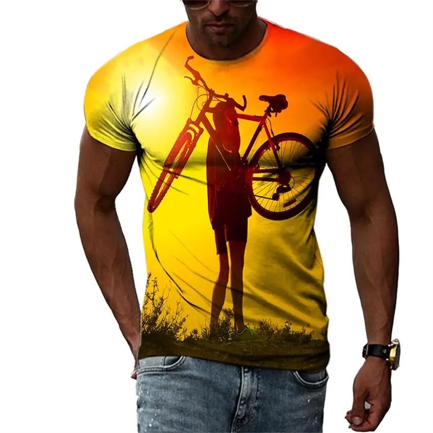 Neuer Trend Sommermode Fahrrad Herren T-Shirt Lässiges Print T-Shirt Hip Hop Personalisiert Rundhals Kurz Großes Oberteil