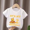Winnie The Pooh Birthday Themed Printed Children's T-shirt Summer Pure Cotton Breathable Parent-child Outfit Short Sleeved