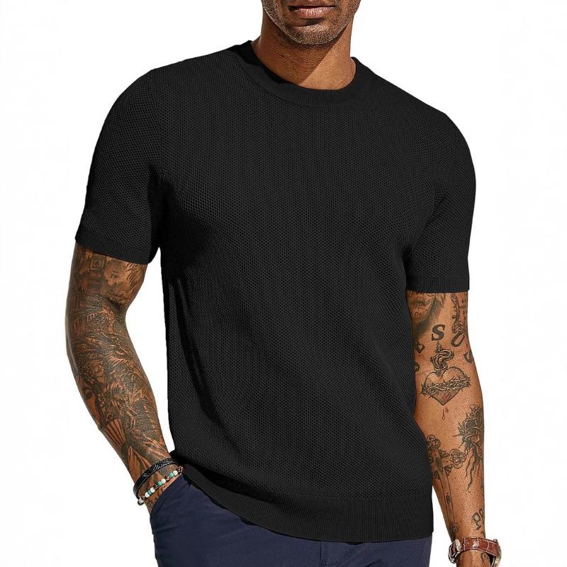 Mens Contrast Collar Short Sleeve Knit Polo Shirt Color Block Button Down Casual Top For Summer