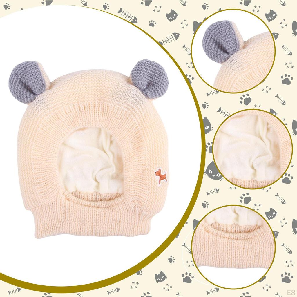 Katzenkostüm Hut Ohrenschützer Weich Waschbar Lustig Warm Haustier Strick für Kleine Mittelgroße Große Katzen