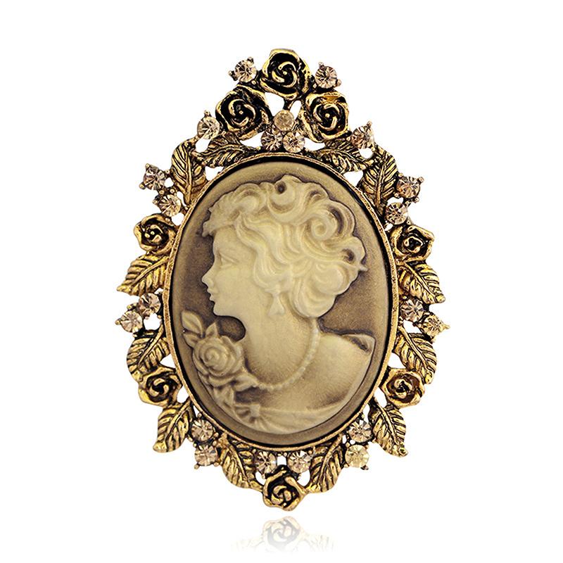 1X Vintage Cameo Victorian Style  Wedding Party Women Pendant Brooch Pin