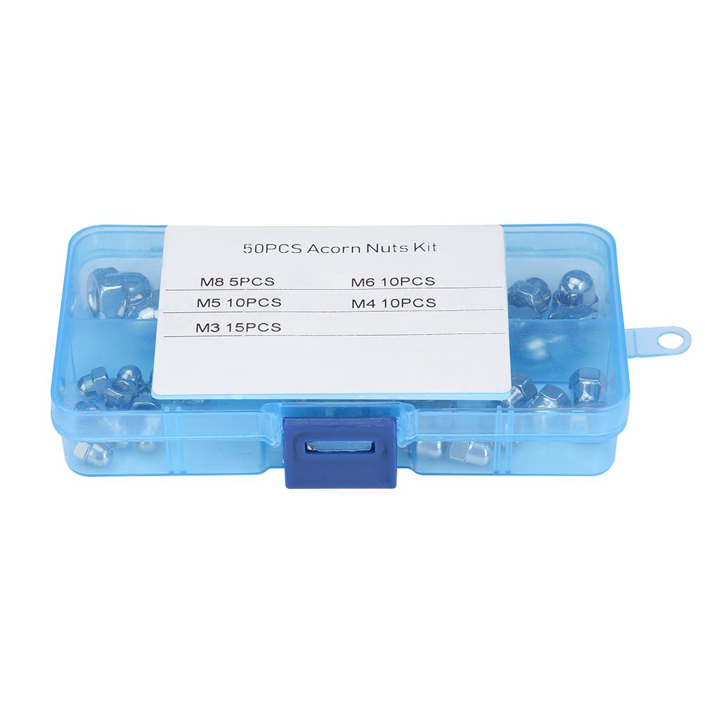50pcs M3 M4 M5 M6 M8 Acorn Nut Kit Stainless Steel Dome Head Cap Hex Nuts