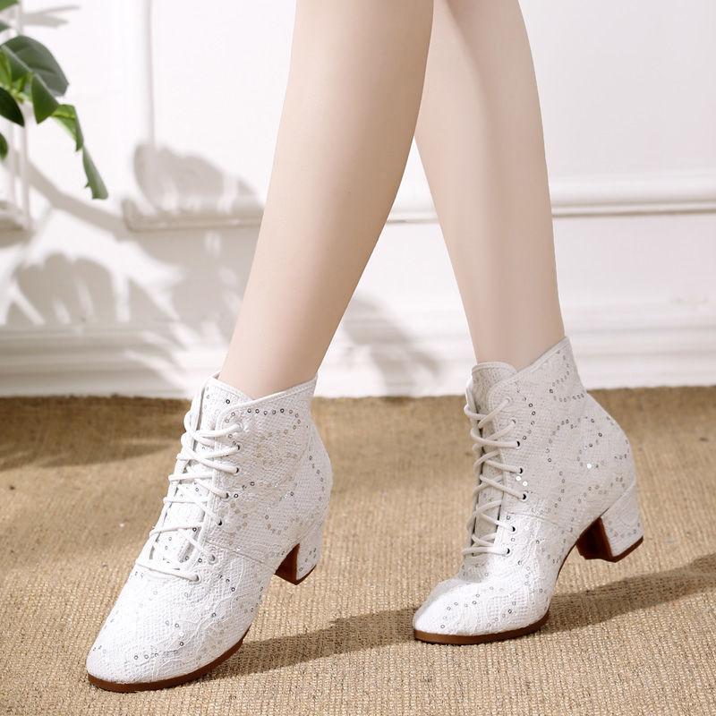 Schwarze Oxford-Stoff Tanzschuhe High Top Damen Moderne Jazzschuhe Weichsohlige Lehrerschuhe Sailor Dance