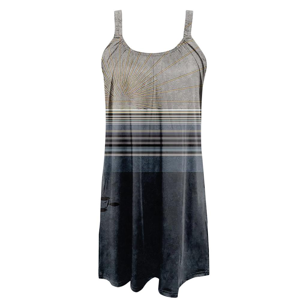 Women's Fashion Summer Printed Strapless Camisole Sleeveless Sling Dress