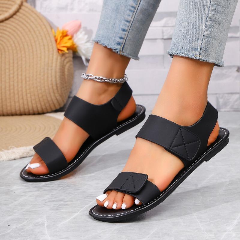 

Fashion Summer New Stylish Comfortable Women s Sandals 2025 Elegant Casual Soft Soles Beach Flat Women s Sandals Zapatos De Mujer 36 чёрный