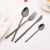 4Pcs Black Flatware Stainless Steel Tableware Dinner Fork Fruit Fork Steak Fork Salad Fork Suitable for Restaurant or Banquet