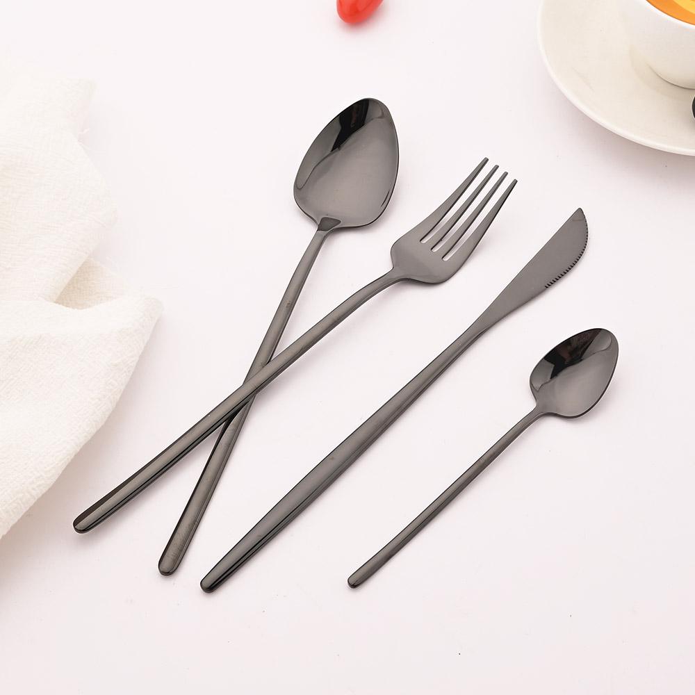 4Pcs Black Flatware Stainless Steel Tableware Dinner Fork Fruit Fork Steak Fork Salad Fork Suitable for Restaurant or Banquet