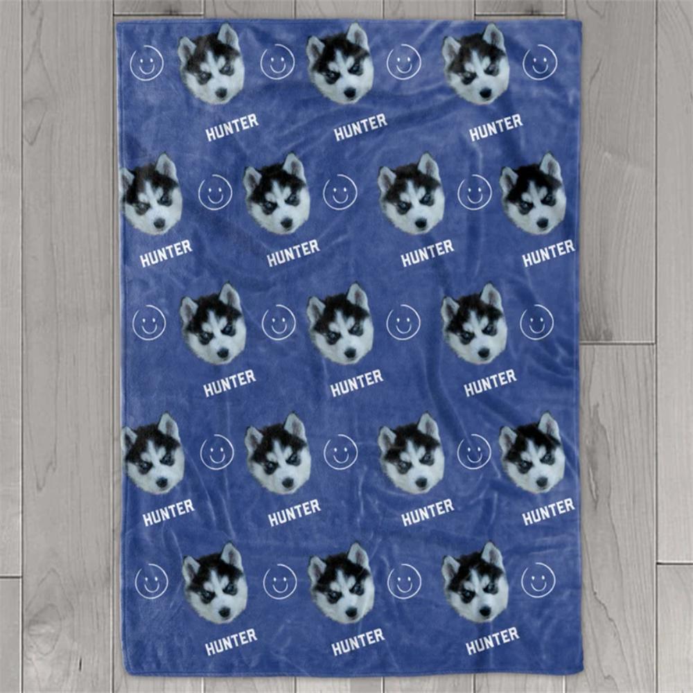 Personalized pet head face Blanket, pet Blanket, Picture Blanket With name, Memorial Blanket, dog photo blanket cat gift