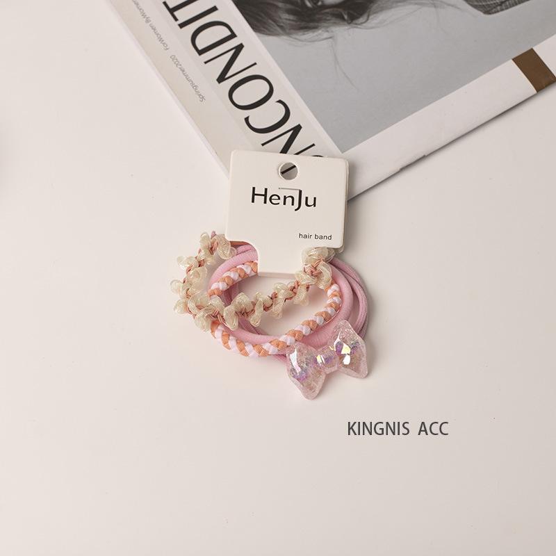 2025 Spring/Summer Crystal Candy Color Floral Spiral Hair Ties - Elegant, Sweet Telephone Cord Hair Accessories for Women