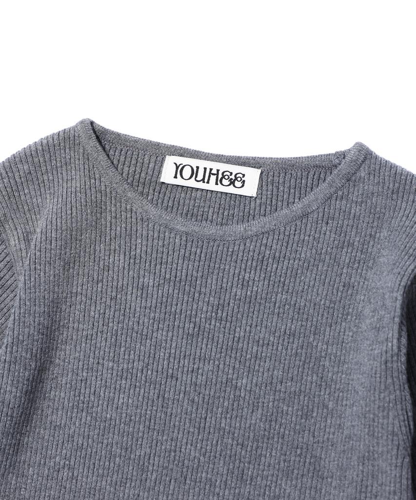 YOUHEE Basic Logo Knit Melange Gray