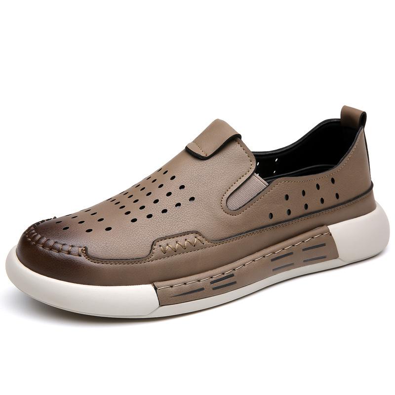 

Men s shoes new summer leather hollow casual leather shoes breathable hole shoes trendy soft surface outdoor sports shoes 44