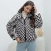 Warm Plaid Down Jacket Winter Fashion Cotton Coat Bread Style Versatile Long Sleeve Thickened Winter Coat for Women
