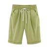Women's Comfortable Linen Casual Beach Shorts Loose Solid Color Fifth Pants with Pockets