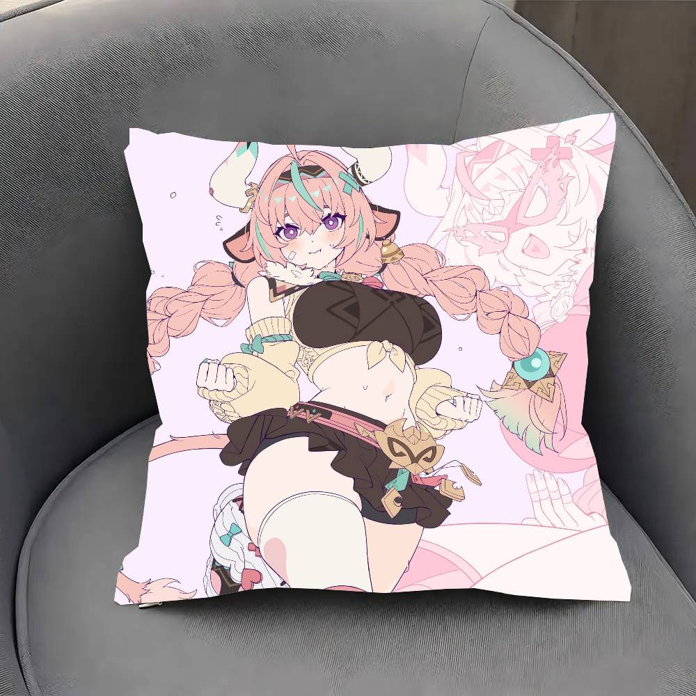 Varesa Anime Spel Genshin Impact Kuddfodral Soffkuddeöverdrag Rum Heminredning