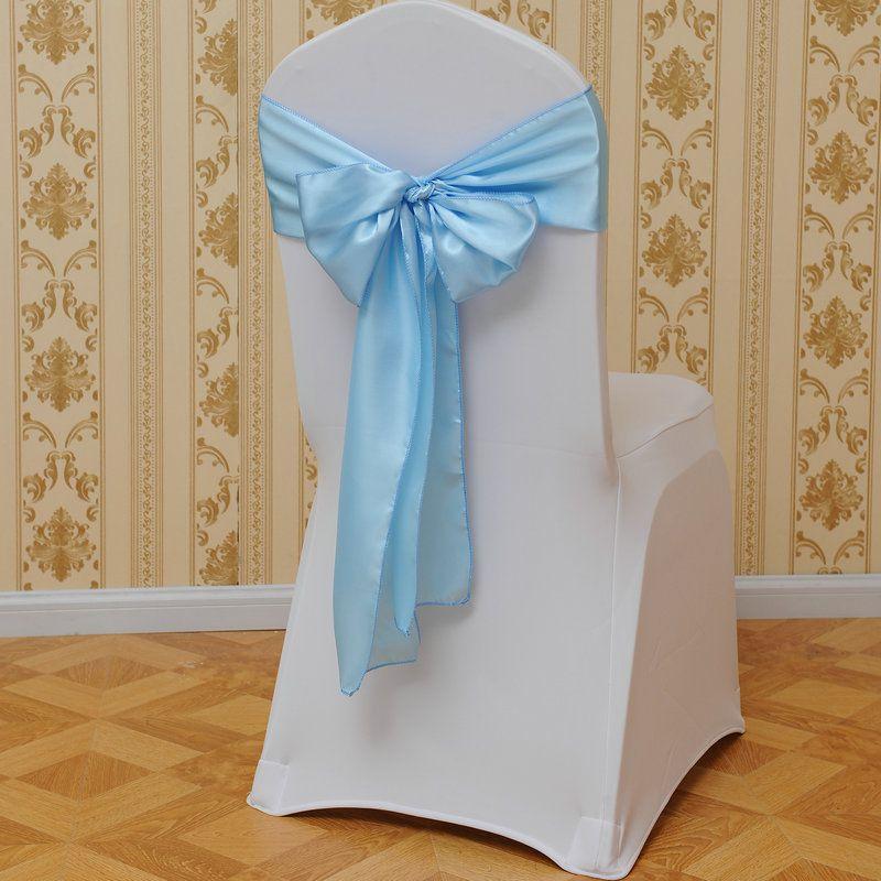 Elegant Polyester Chair Back Cover With Bow Ribbon For Wedding And Event Decor