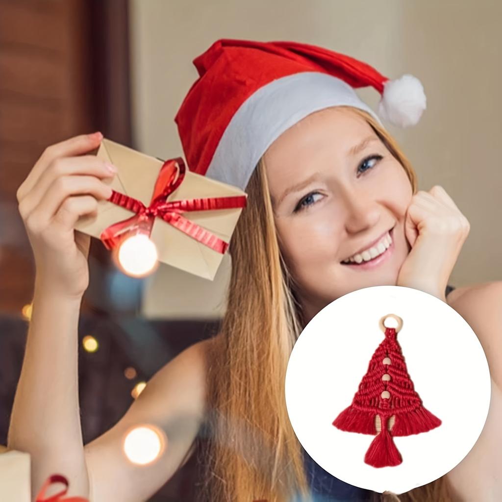3pcs Woven Hand-Woven Cotton Rope Tapestry Christmas Tree Hanging DIY Kit Christmas Craft Gift Kit Very Suitable For Family Friends Holiday Gift