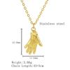 Stainless Steel Hand Necklace Pendant for Women  Gold Plated Good Luck Hand Chain for Men Necklace Jewelry