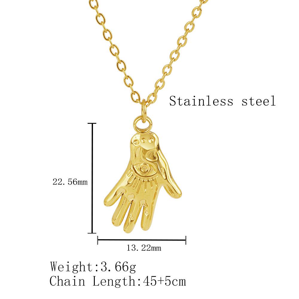 Stainless Steel Hand Necklace Pendant for Women  Gold Plated Good Luck Hand Chain for Men Necklace Jewelry