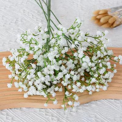 Mini cabeças artificiais de gipsófila, hortênsia, flor branca, suprimentos para casamento, decoração para chá de bebê, arranjo de flores falsas