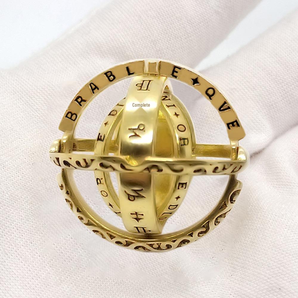 German Astronomical Sphere Ring Necklace: Reversible Universe Globe Jewelry