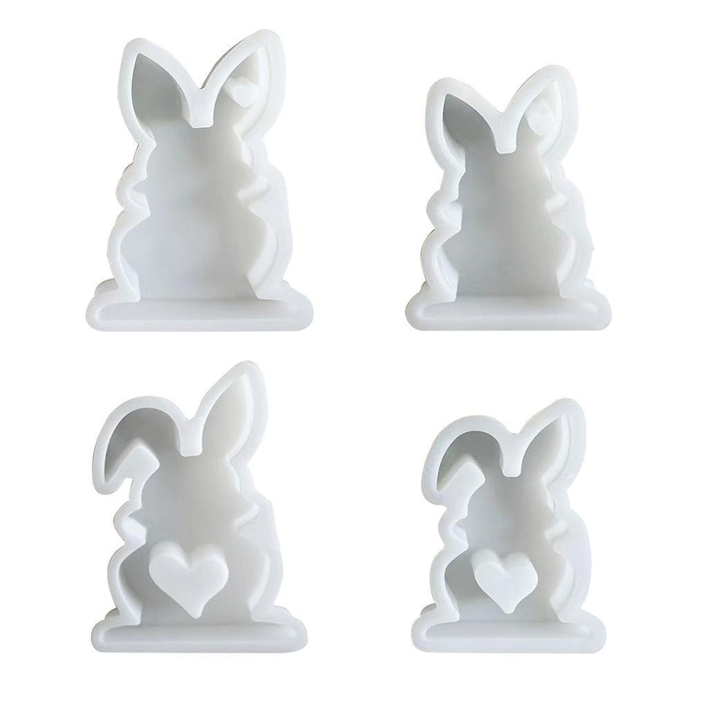 Easter Rabbit Candle Molds Heart Rabbit Silicone Mould Handmade Epoxy Resin Casting Molds DIY Chocolate Decorating Tool