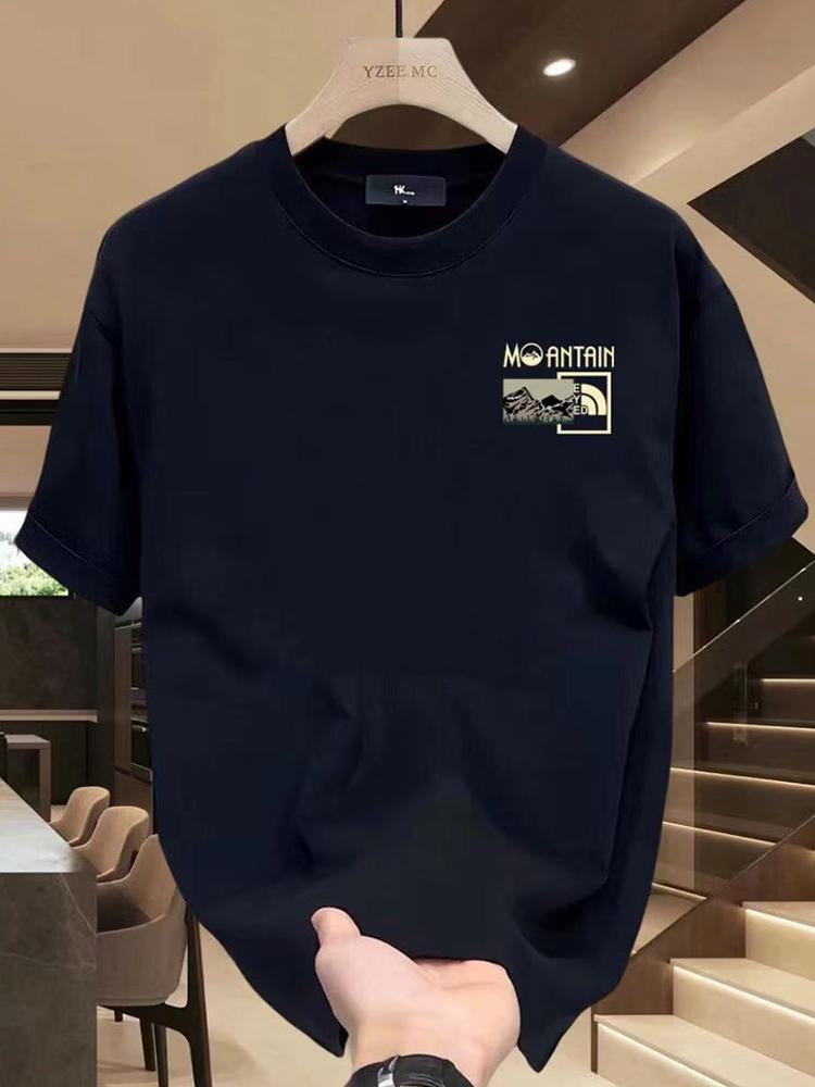 

T-shirt trendy brand high-end short-sleeved men s summer new ins loose heavy round neck pure cotton ruffian handsome top T-shirt 4XL