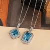 Korejský Mořsky Modrý Topaz Akvamarín Sterlingové Stříbro Přívěsek Náhrdelníky pro Ženy Bílé Zlato Plněné Choker Party Dárek Šperky