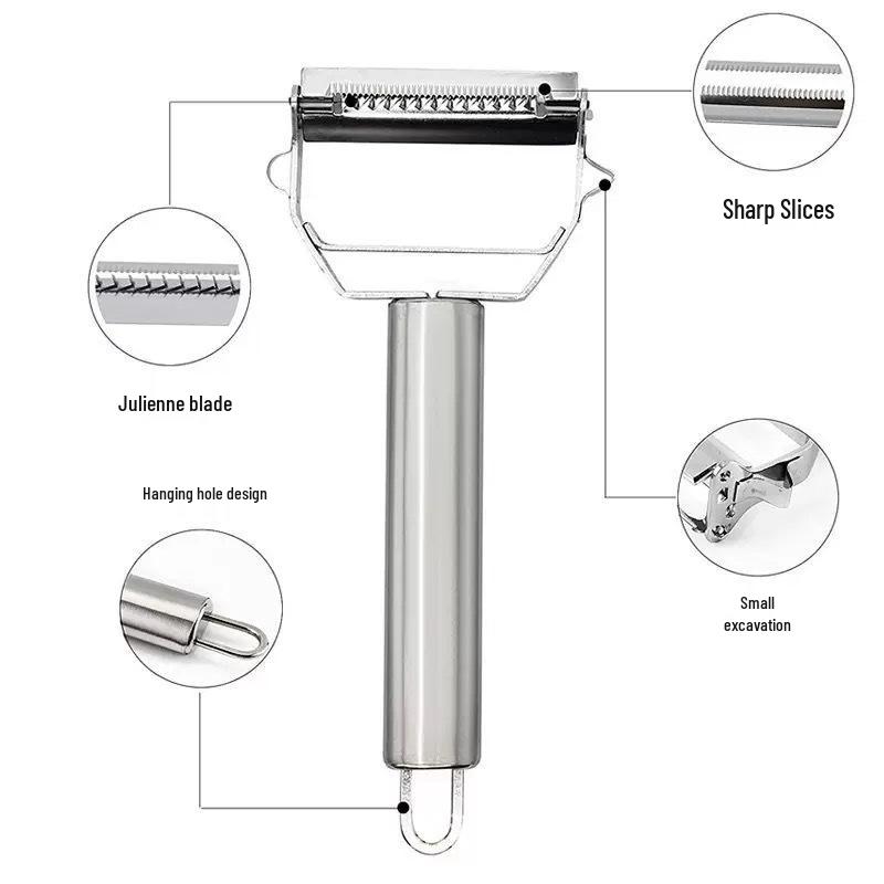 Multifunktionaler Edelstahl-Reibe & Schäler: Radieschenschaber, Kartoffelschneider, Zucchiniraspel