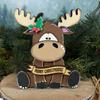Elk Decoration Wooden Cartoon Elk Ornament Rustic Xmas Centerpiece