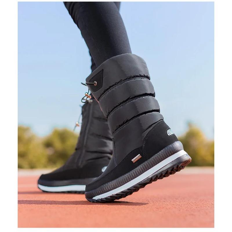 Winter thick women's snow boots Warm Plush Mid-calf Boots Non slip Waterproof  Platform Snow Boot Casual Female White shoes