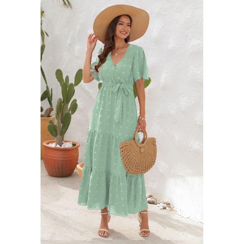 

2024V Воротник Высокая талия Бретельки Праздничное платье Праздничное платье Light green L