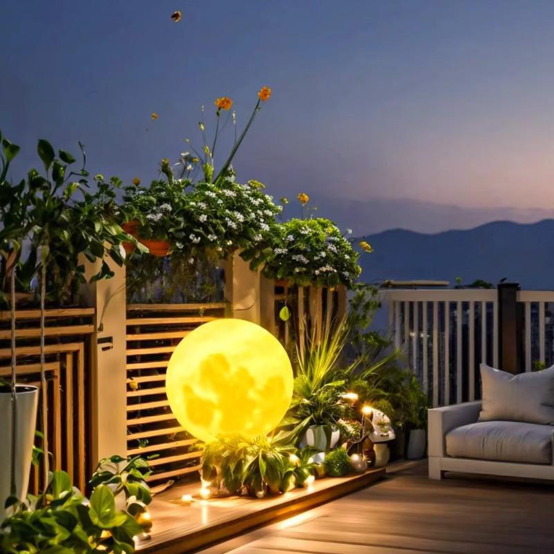HuiXiang Dual-Powered Solar Moon Lamp for Outdoor Terrace & Garden - Waterproof Landscape & Lawn Light