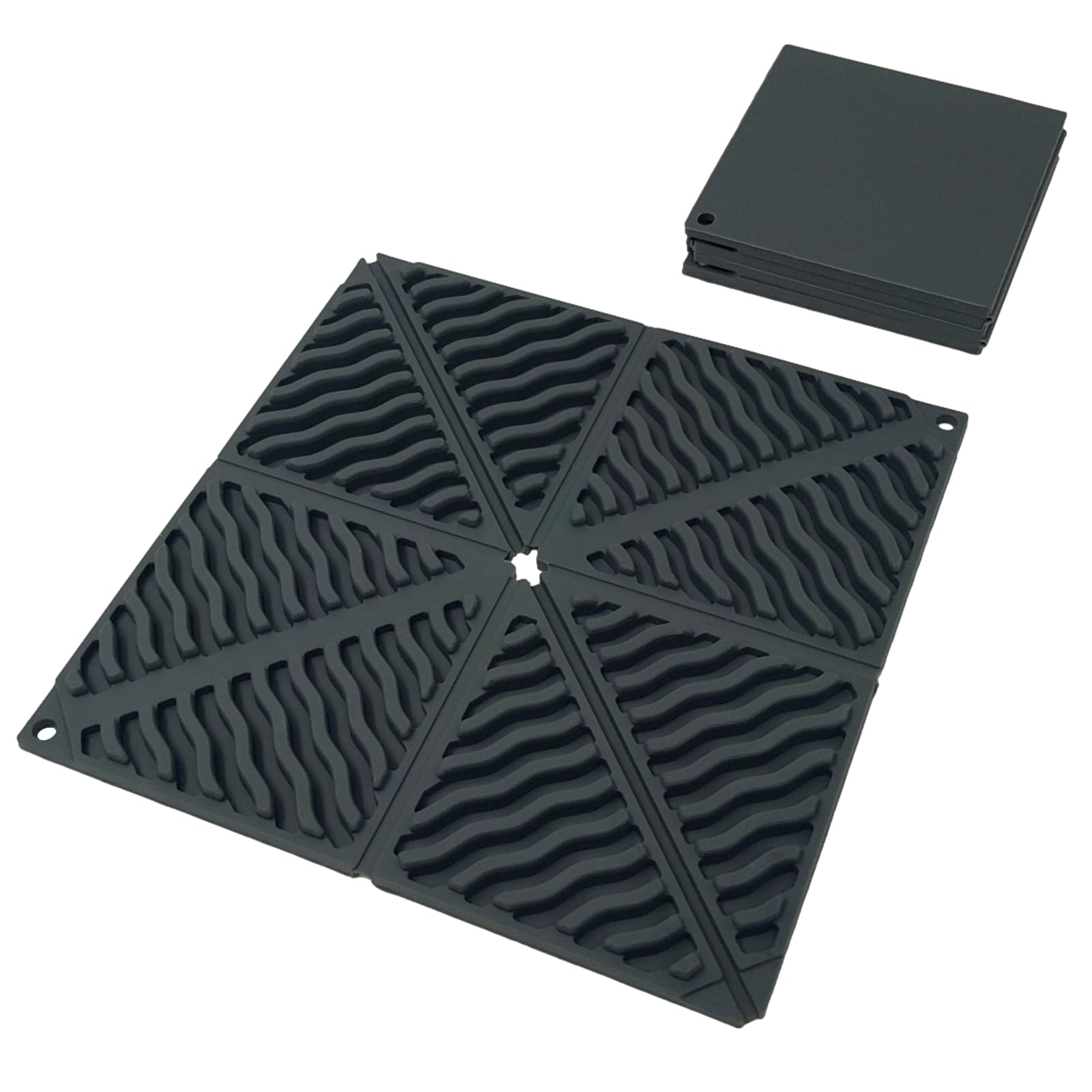 

TUISKU Foldable Silicone Trivets, Heat-Resistant Mats and Coasters for Kitchen, Outdoors, and Camping, Foldable and Storage, Black, Set of 2