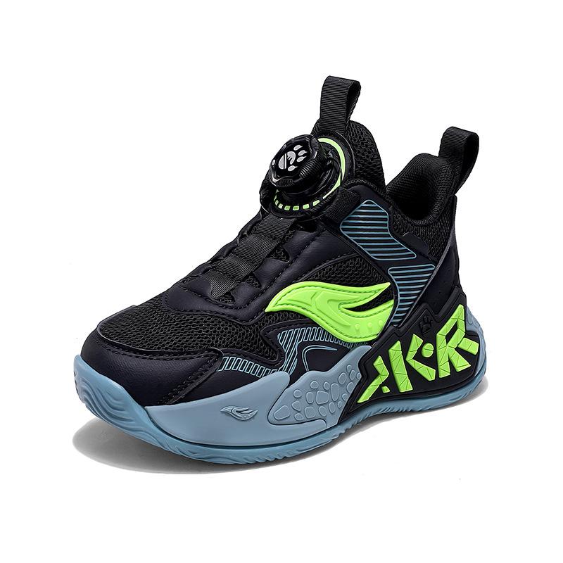 Boys basketball shoes breathable mesh medium older boys light soft sole non-slip children's sports running shoes buttons