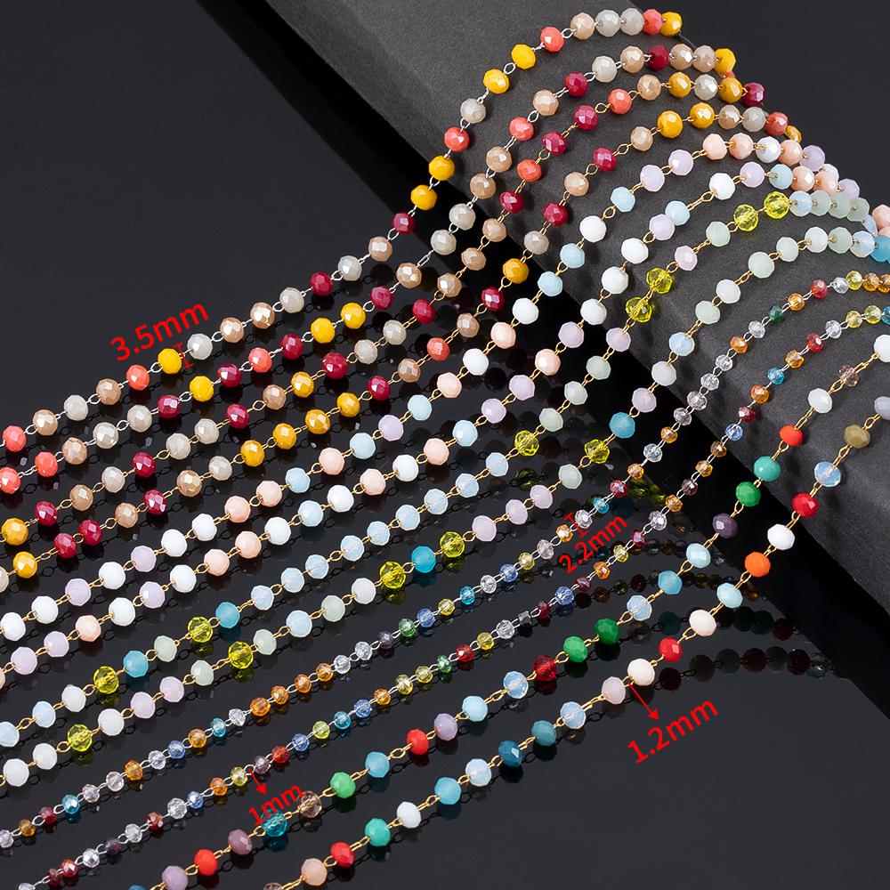 1meter Colorful Ball Beaded Chain Glass Crystal Beads Necklace Chain Accessories for Jewelry Making Components Crafts DIY Supply