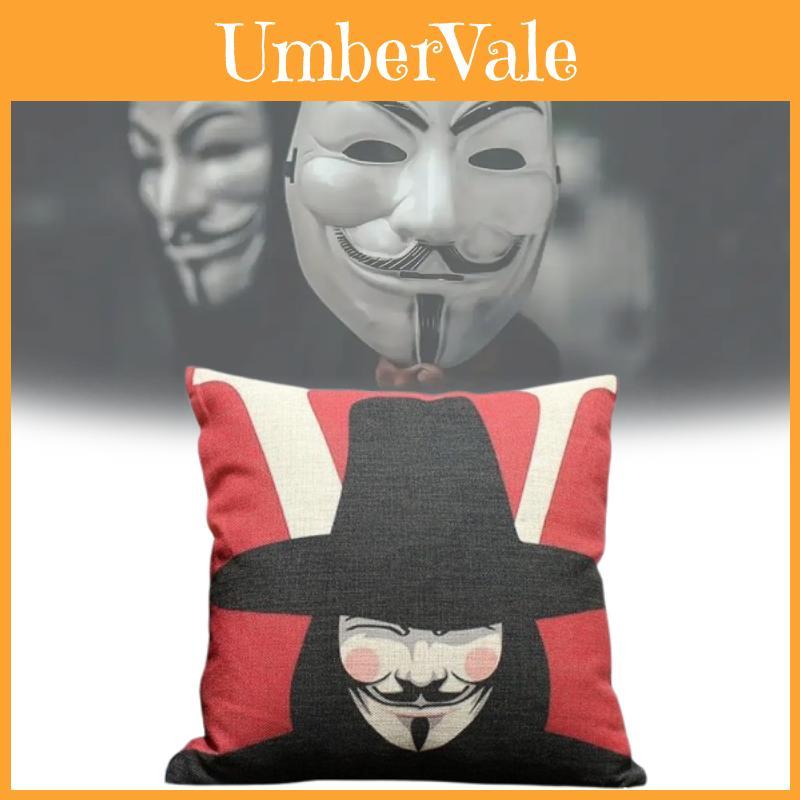 V For Vendetta Cartoon Throw Pillow Cover With Polyester Fabric For Living Room Decor