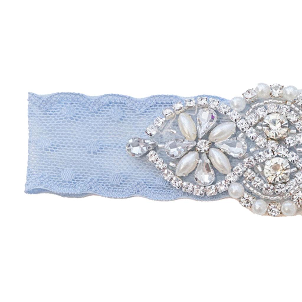 2Pcs Lace Leg Garter Bride Garter Floral Decorative Rhinestone Garter Wedding Bridal Garters for Girls Women Stage Dance Cosplay