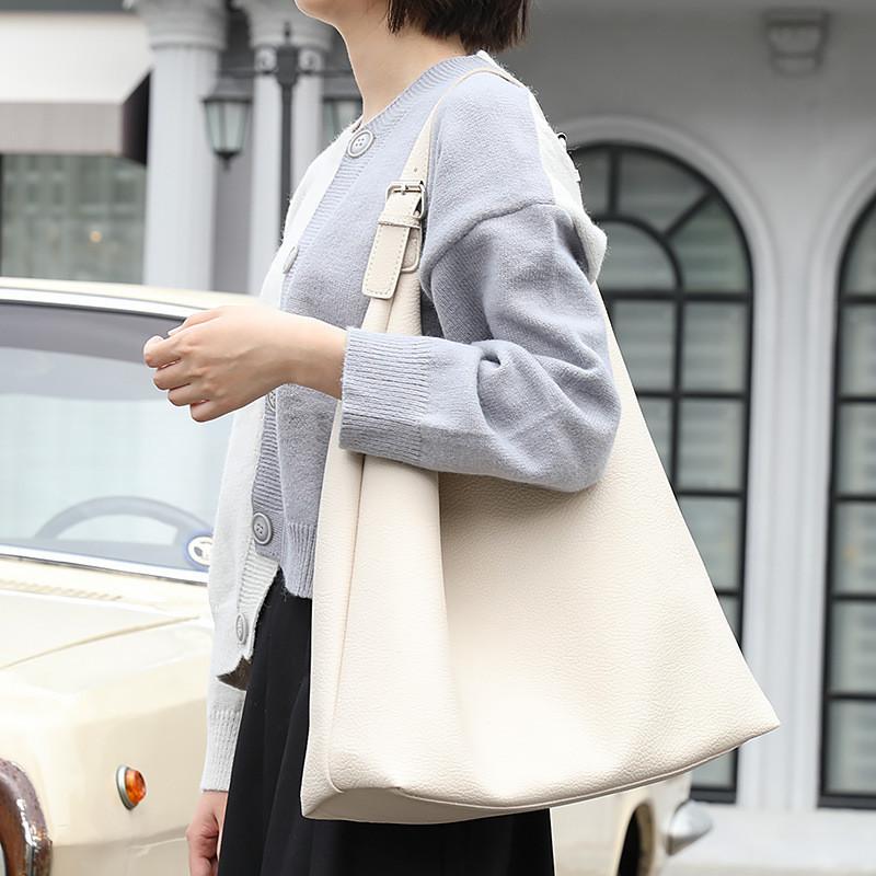 IELGY Korean version of simple lychee pattern handbag, casual pu leather mother bag, fashionable large-capacity shoulder women's bag
