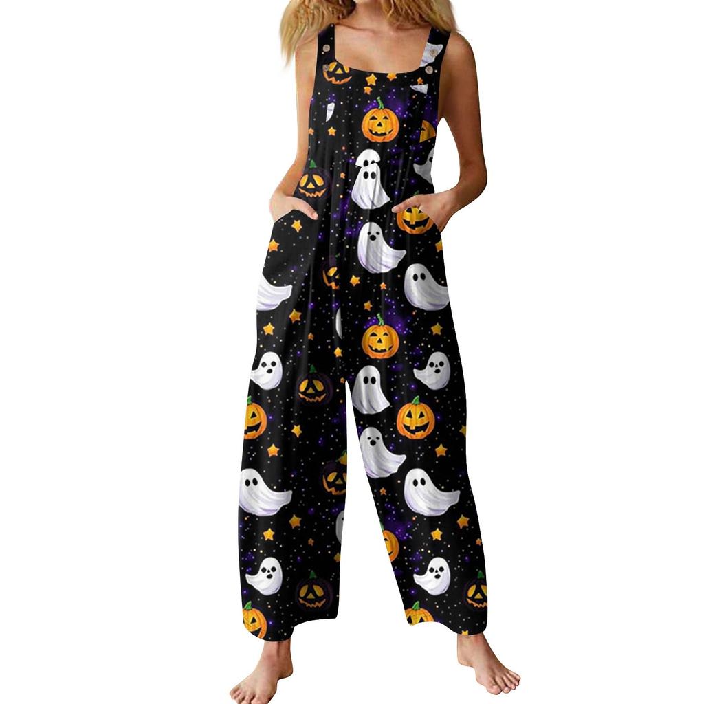 Moda pentru femei St. Salopetă casual largă retro cu bretele, imprimată pentru Ziua Sfântului Patrick