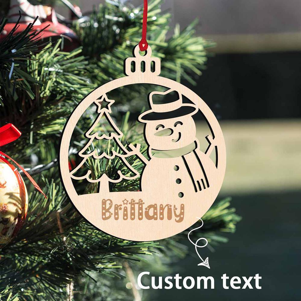1pc Custom Wooden Round Ornament, Christmas Tree and Snowman Styles,Christmas Decoration, Durable Ornament, Holiday Party Decor