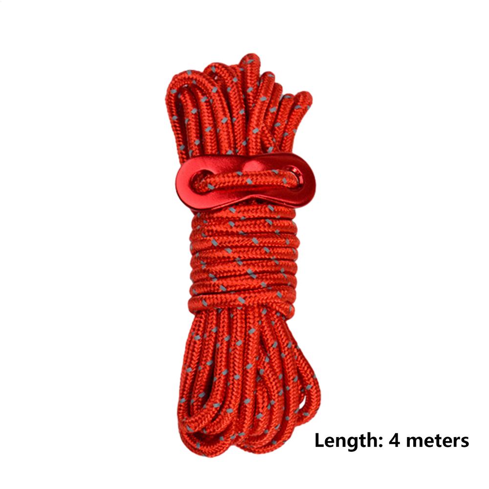 4M Outdoor Tent Cord Reflective Paracord Tent Rope Lightweight Camping Rope With Guylines Adjuster Tensioner Pouch For Tent Tarp