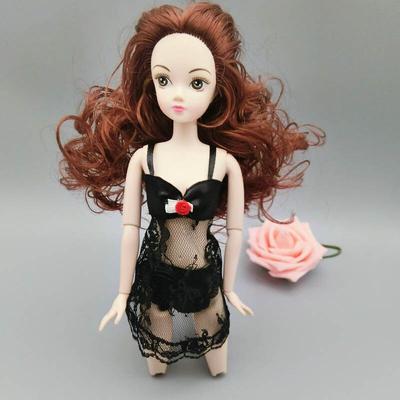 Black Fashion Dresses For Barbie Dolls Clothes Pajamas Lingerie Nightwear Lace Night Dress + Bra + Underwear Doll Accessories