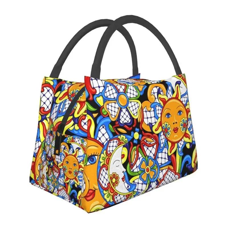 Mexican Talavera Flower Resuable Lunch Box Women Leakproof Cooler Thermal Food Insulated Lunch Bag Office Work Pinic Container