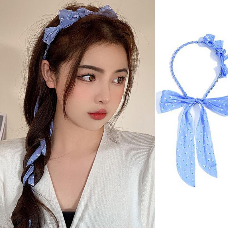 Headband With Lace Silk Scarf Cute Hairband For Girls Korean Hair Accessories Bow Headband