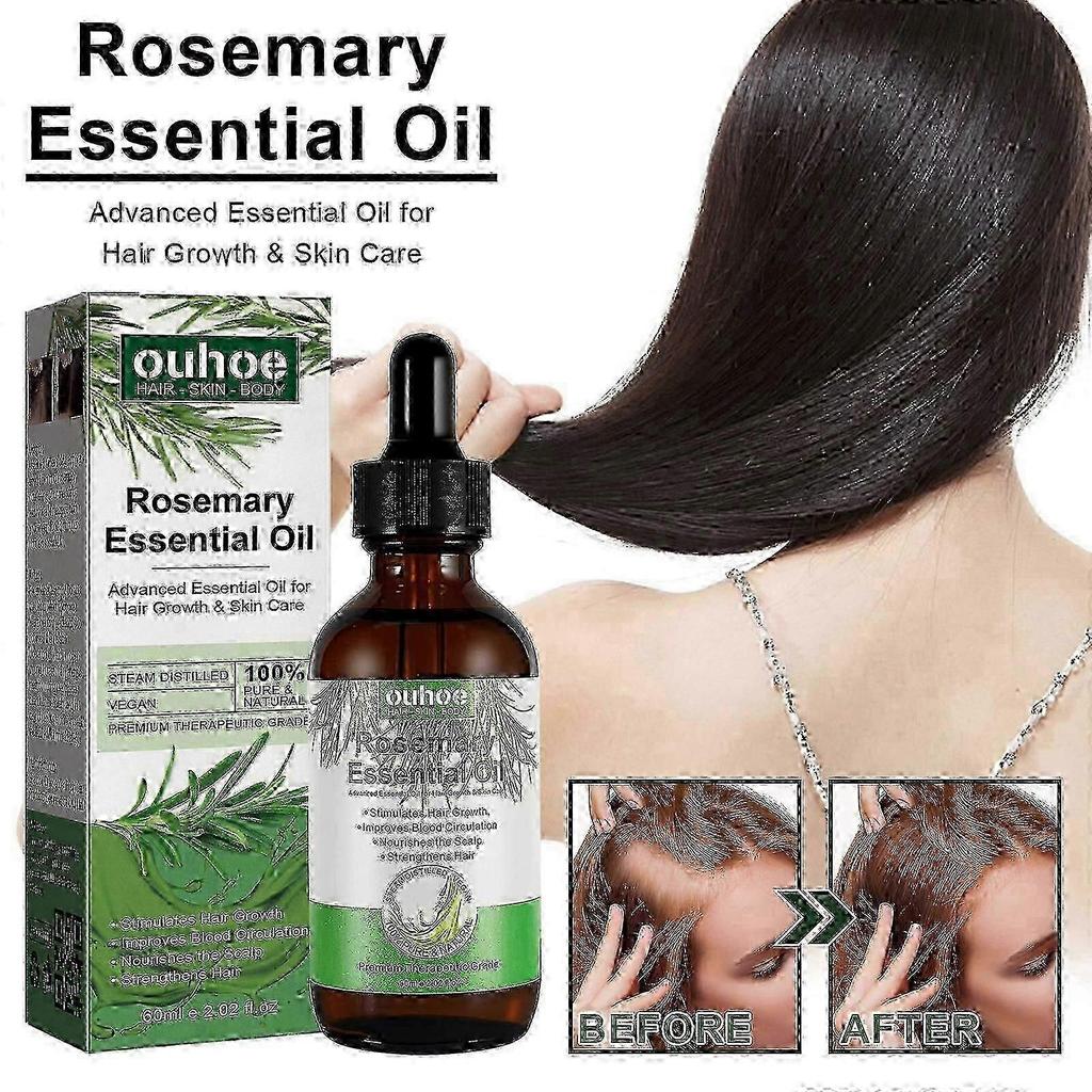 OUHOE rosemary hair thickening essential oil, prevents hair breakage and hair loss, strengthens and nourishes hair roots, and provides dense hair New 