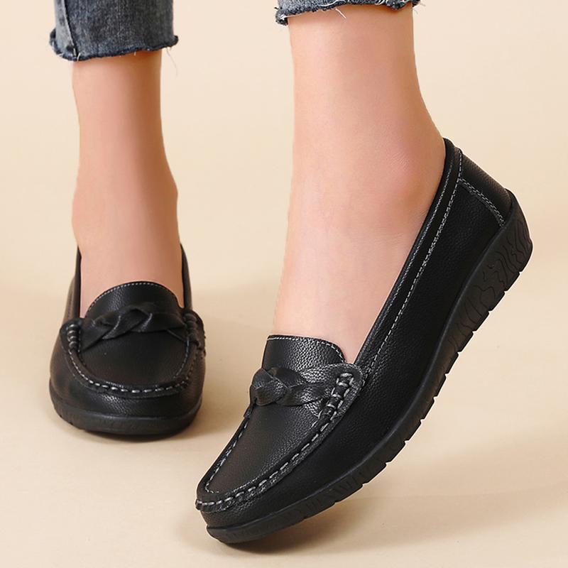 Women's Flat Shoes Fashion Walking Loafers For Women Elegant Moccasins Genuine Leather Loafers Nurse Footwear Female