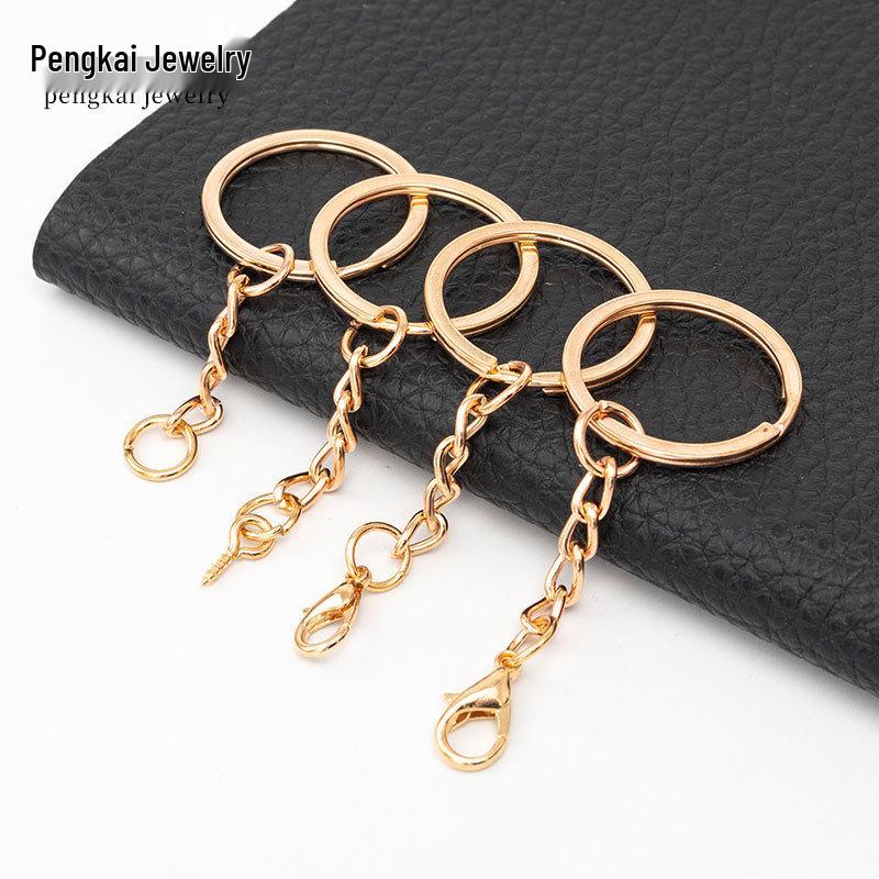 DIY Jewelry Accessories: KC Gold Four-Section Chain Keyring for Handmade Keychains