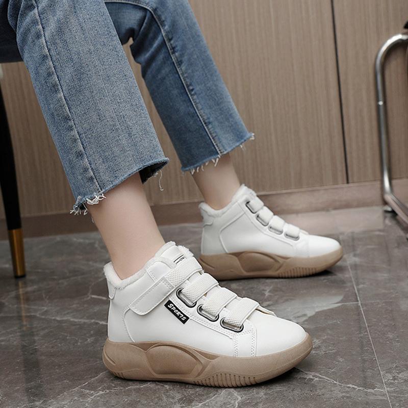 Spring and Autumn Plush Dad Shoes High Top Fashion Women's Shoes Korean Edition Warm High Top Sports Shoes Cotton Shoes Board Shoes