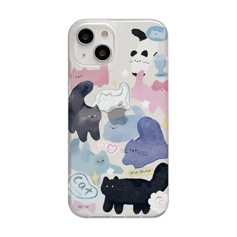 Kitten Party Cartoon Cute Creative Cat Lovely Phone Case For iPhone 17 16E 15 14 13 12 11 Pro XR XS X Max 7 8 Plus MINI Cover