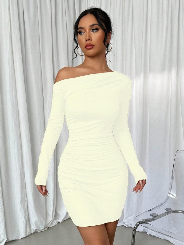 European Autumn & Winter One-Shoulder Bodycon Dress for Women